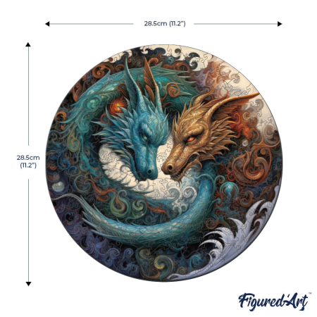 Puzzle 2D, din lemn, Dragonii energiei, 200 piese [5]
