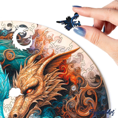 Puzzle 2D, din lemn, Dragonii energiei, 200 piese [3]