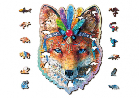 Puzzle 2D, din lemn, Vulpe mistica, 150 piese [0]
