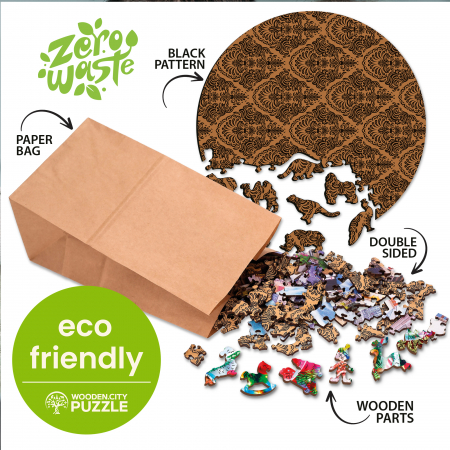 Puzzle 2D, din lemn, Pasare colorata, 500 piese [5]