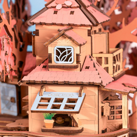 Puzzle 3D, din lemn, Casuta din copacul sakura, 535 piese [8]