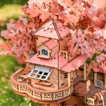 Puzzle 3D, din lemn, Casuta din copacul sakura, 535 piese [9]