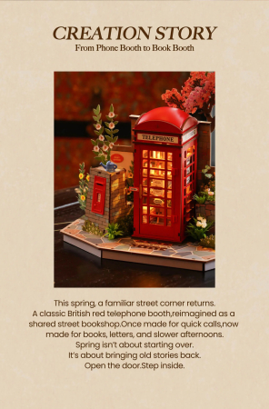 Puzzle 3D, Casuta DIY, Cabina telefonica cu flori si carti, 116 piese [5]