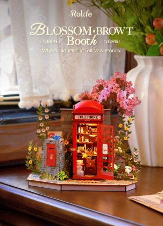 Puzzle 3D, Casuta DIY, Cabina telefonica cu flori si carti, 116 piese [4]