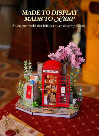 Puzzle 3D, Casuta DIY, Cabina telefonica cu flori si carti, 116 piese [6]