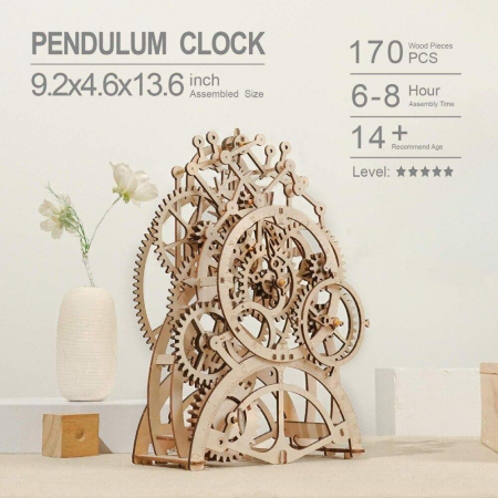 Puzzle 3D Ceas cu pendul, Lemn, 170 piese [4]