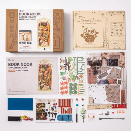 Book Nook, Cotor de carte DIY, Colt cu flori, 164 piese [9]