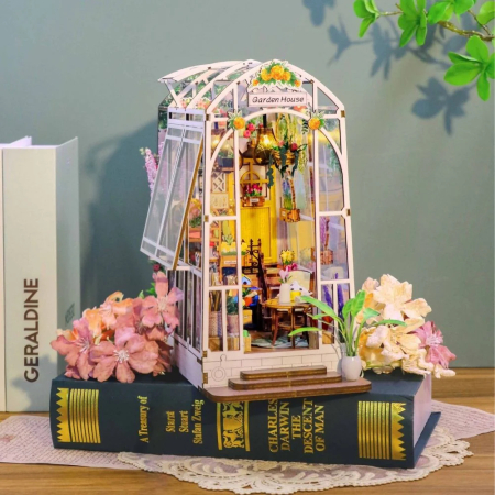 Casute DIY - Puzzle 3D, Cotor de carte DIY, Sera si flori, 55 piese