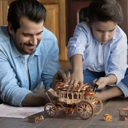 Puzzle 3D, cutiuta muzicala, din lemn, Diligenta, 199 piese [3]