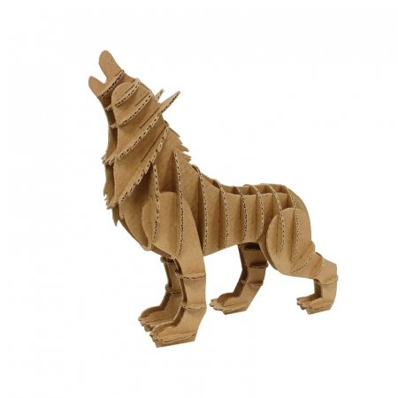 Jucarii DIY - Puzzle 3D, din carton, Lup, 34 piese