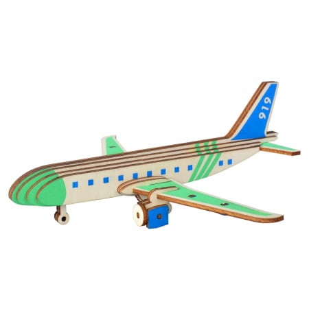 Puzzle 3D , din lemn, Avion turistic, 28 piese