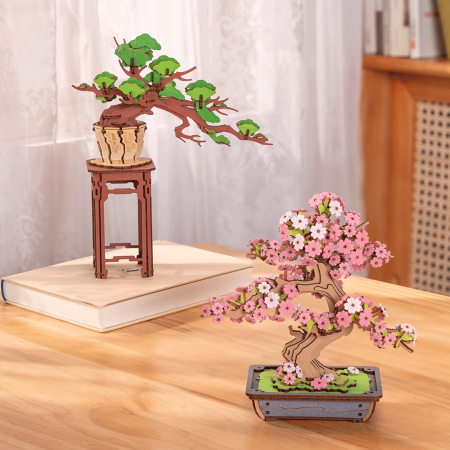 Puzzle 3D, din lemn, Bonsai Sakura, 263 piese [6]