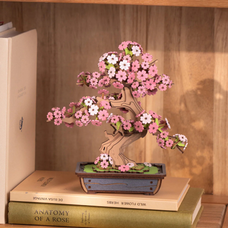 Puzzle 3D, din lemn, Bonsai Sakura, 263 piese [2]