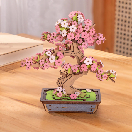 Puzzle 3D, din lemn, Bonsai Sakura, 263 piese [1]