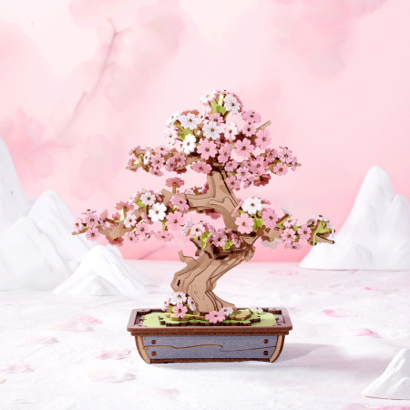 Puzzle 3D, din lemn, Bonsai Sakura, 263 piese [7]