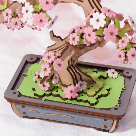 Puzzle 3D, din lemn, Bonsai Sakura, 263 piese [4]