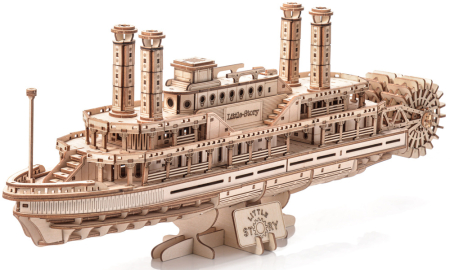 Puzzle 2&3D - Puzzle 3D, din lemn, Vapor cu aburi, 384 piese