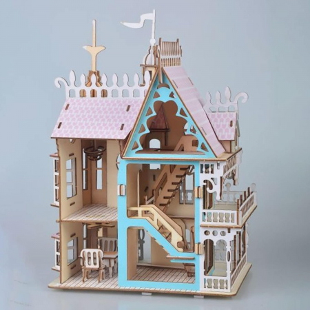 Puzzle 3D, din lemn, Vila fantastica, 174 piese [3]