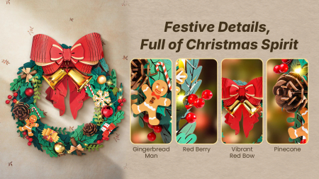 Puzzle 3D, din lemn, Coronita de Craciun, 252 piese [4]