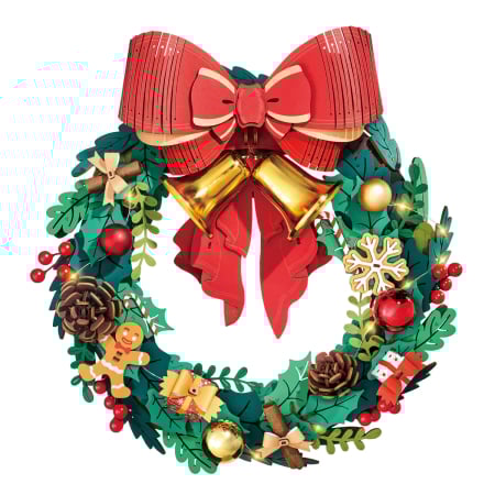 Puzzle 3D - Puzzle 3D, din lemn, Coronita de Craciun, 252 piese