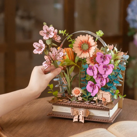 Puzzle 3D, din lemn, Carte cu flori, 552 piese [13]