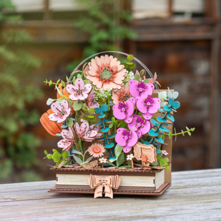 Puzzle 3D, din lemn, Carte cu flori, 552 piese [12]