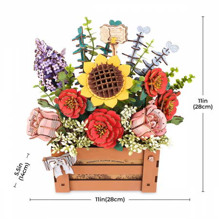 Puzzle 3D, din lemn, Cutie cu flori, 658 piese [1]