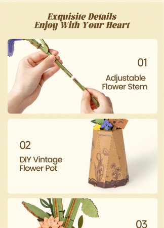 Puzzle 3D, din lemn, Iris violet, 73 piese [11]