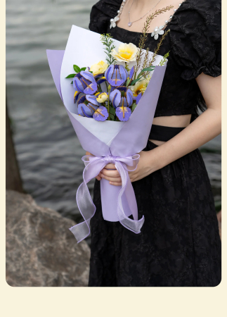 Puzzle 3D, din lemn, Iris violet, 73 piese [10]