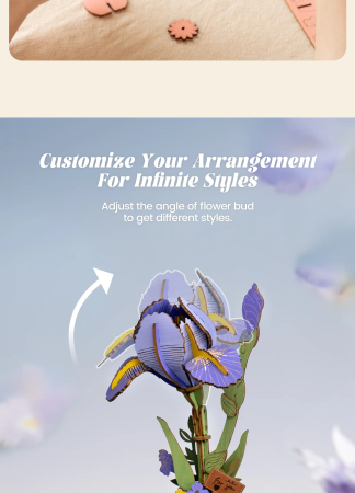 Puzzle 3D, din lemn, Iris violet, 73 piese [9]