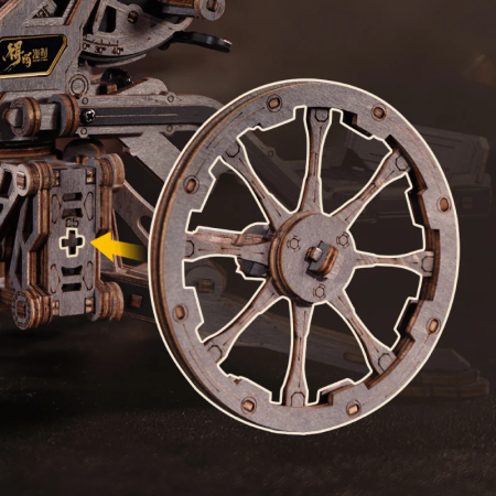 Puzzle 3D Mecanic, din lemn, Tun antiaerian, 133 piese [10]