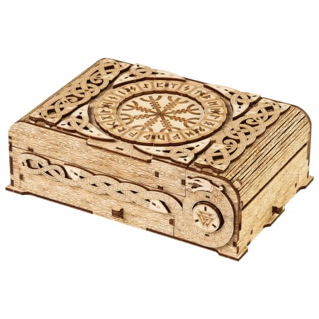 Puzzle 2&3D - Puzzle 3D, din lemn, electric, Cufar nordic, 202 piese