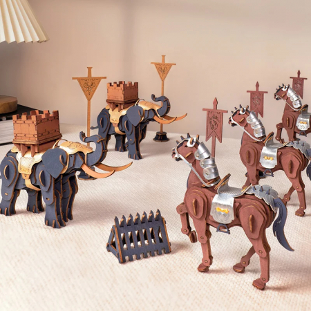 Puzzle 3D, din lemn, Elefant de lupta [5]