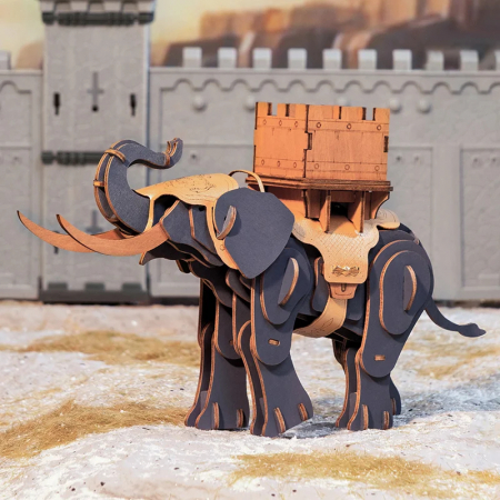 Puzzle 3D, din lemn, Elefant de lupta [3]