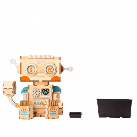Puzzle 3D din lemn, Ghiveci - robotel, 112 piese [4]