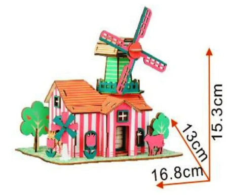 Puzzle 3D, din lemn, Ferma cu lalele, 82 piese [1]