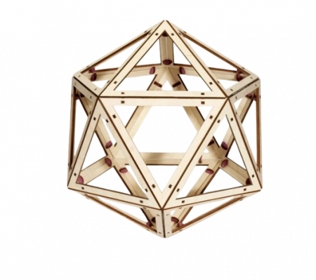 Puzzle 3D - Puzzle 3D, din lemn, Icosaedrul lui Da Vinci, 120 piese