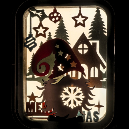 Puzzle 3D, din lemn, lampa de veghe, Pitic de Craciun, 12 piese [1]