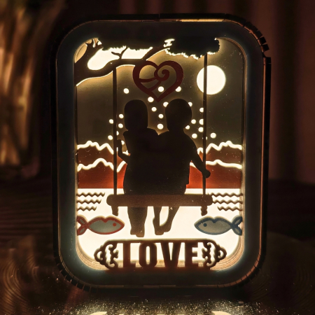 Puzzle 3D, din lemn, lampa de veghe, Poveste de dragoste, 12 piese [1]