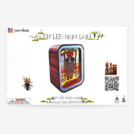 Puzzle 3D, din lemn, lampa de veghe, Poveste de dragoste, 12 piese [4]