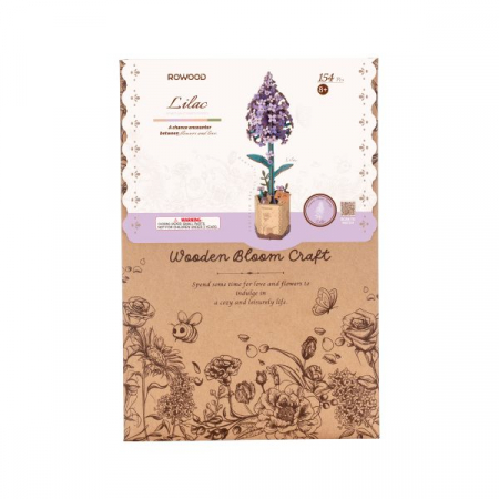 Puzzle 3D, din lemn, Liliac, 154 piese [5]