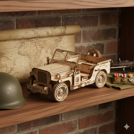Puzzle 3D, din lemn, Jeep militar, 199 piese [9]
