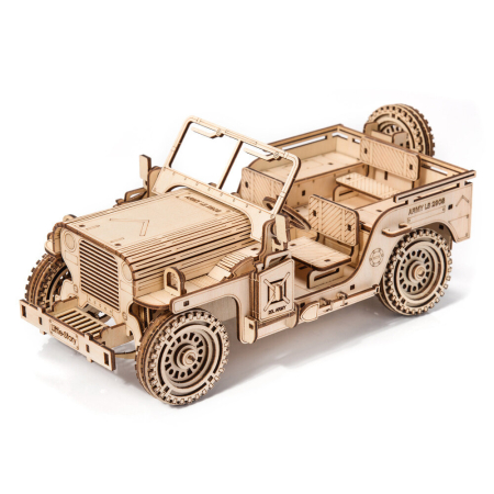 Puzzle 2&3D - Puzzle 3D, din lemn, Jeep militar, 199 piese