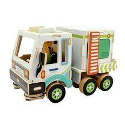 Puzzle 3D din lemn, Masina de gunoi, 48 piese [0]