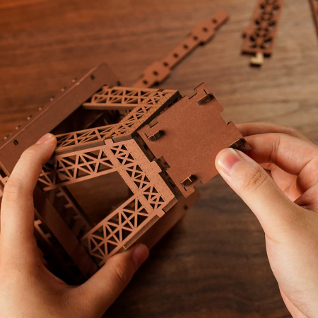 Puzzle 3D, din lemn, Noaptea peste Turnul Eiffel, 164 piese [3]