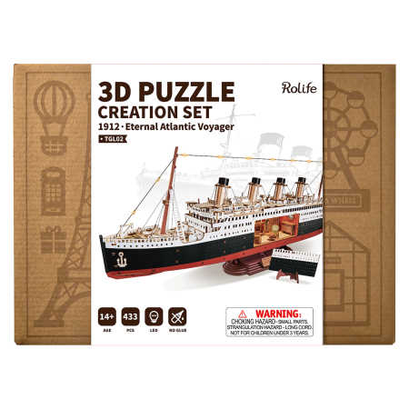 Puzzle 3D, din lemn, 1912 - Eternul voiajor Atlantic, 433 piese [6]