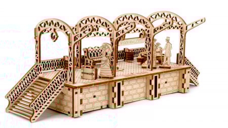 Puzzle mecanic 3D - Puzzle 3D, din lemn, Peron de gara, 175 piese