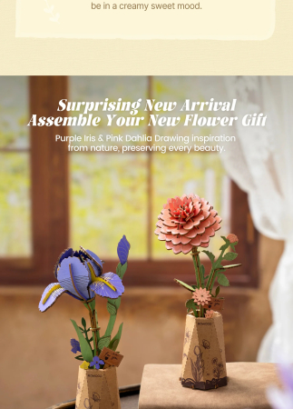 Puzzle 3D, din lemn, Iris violet, 73 piese [5]