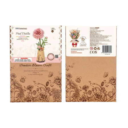 Puzzle 3D, din lemn, Dalie roz, 93 piese [10]