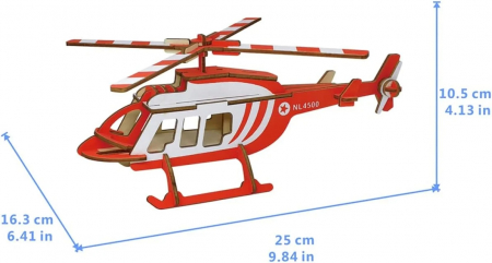 Puzzle 3D , din lemn, Elicopter medical, 40 piese [4]